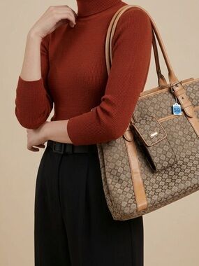 No.59 Nine West Geometric Pattern Print Tote Bag with Detachable Pouch